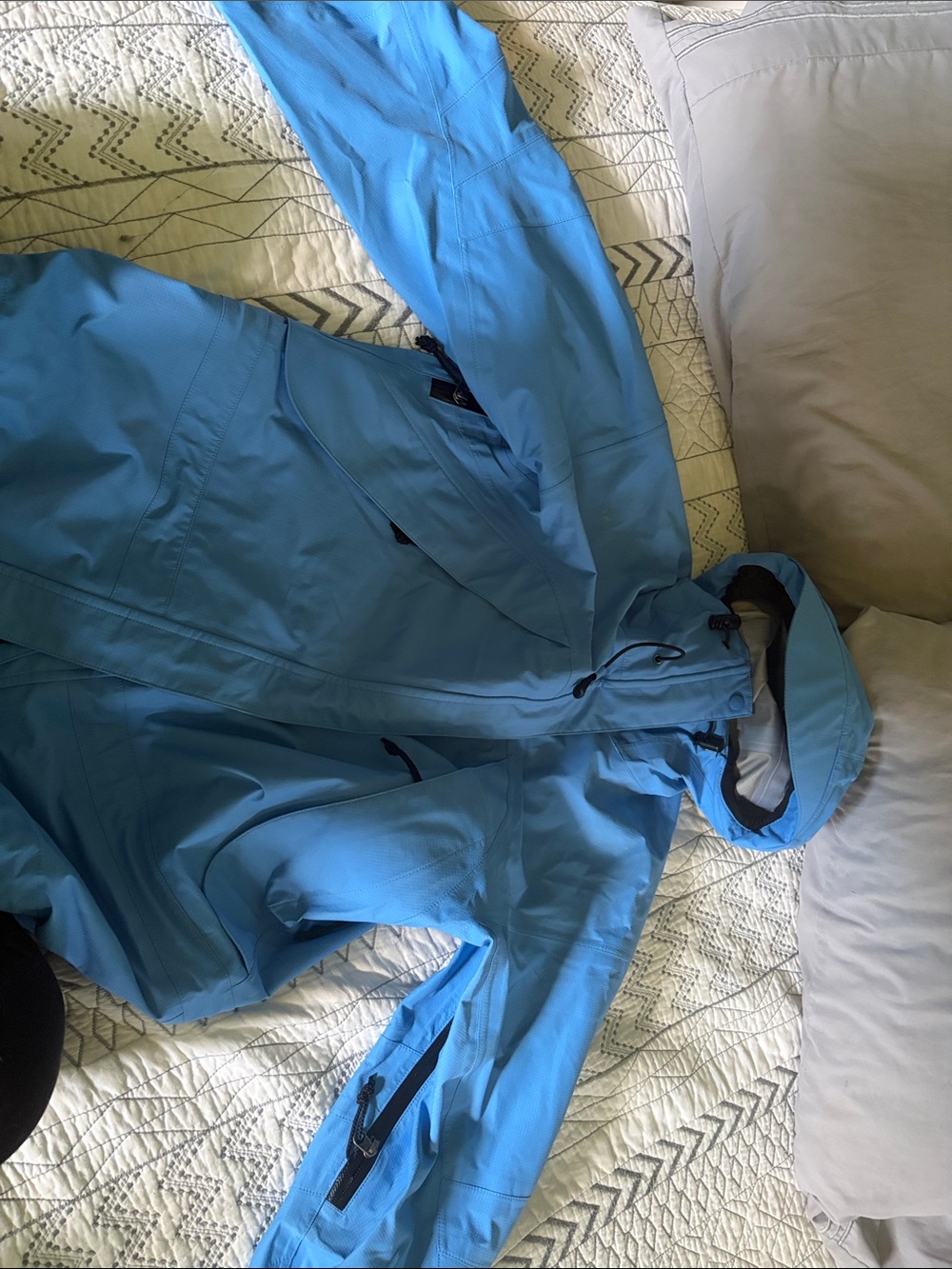 L.L. Bean Light Blue Hooded Waterproof Jacket